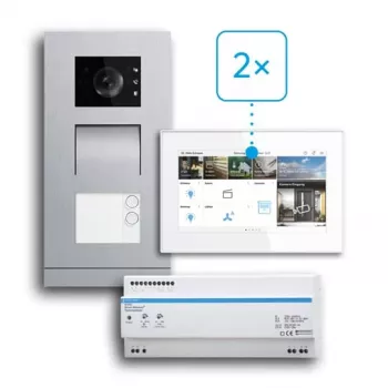 BUSCH-JAEGER 83-2FHA/SET videodeurintercomset voor twee-onder-een-kapwoningen, 2-draads, inbouwmontage 2CKA008300A1462
