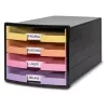 HAN IMPULS ladebox, 4 open laden, zwart/pastel, polystyreen, tot DIN C4 1013-139