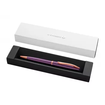 Pelikan Jazz Noble Elegance balpen, violet, chromen sierring, draaimechanisme, blauwe medium vulling, geschenkdoos 400198310