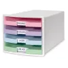 HAN IMPULS ladebox DIN A4, 4 laden, roze/paars/blauw/groen 1013-129D