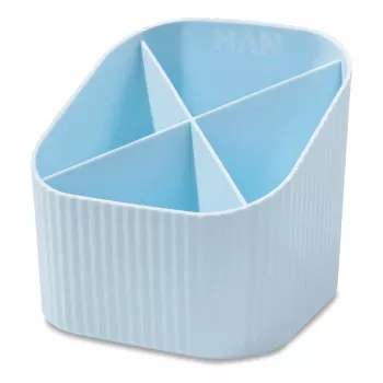 HAN X-LOOP pennenhouder, pastelblauw, 4 vakken, 11,1 x 11,1 x 10,5 cm 17238-884D