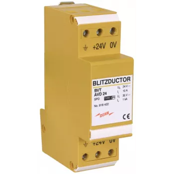 DEHN 918422 BLITZDUCTOR VT gecombineerde bliksemstroom- en overspanningsafleider voor DC-voedingssystemen, 24 V DC, Type 1+2 SPD