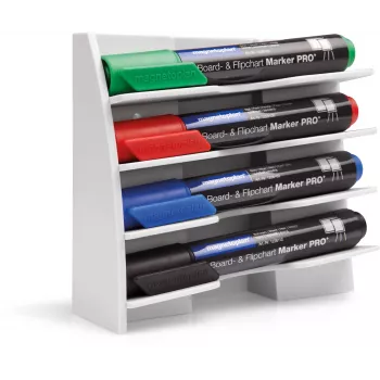 MAGNETOPLAN HOLTZ kunststof markerhouder voor 4 bordmarkers, magnetisch, schuin voor bescherming tegen uitdrogen, wit (12294)