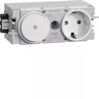 HAGER GS11009016 Schuko-stopcontact met wisselschakelaar, verkeerswit