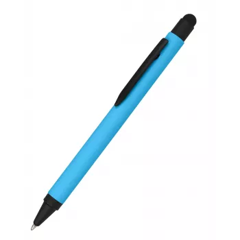 ONLINE SCHRIJFGEREEDSCHAP ALU Stylus balpen blauw, draaimechanisme, middelste punt, geïntegreerde stylus voor capacitieve touchscreens 32118/3D