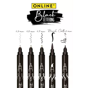 ONLINE Black Lettering Acrylstiftenset, zwart, 5 st. 19114