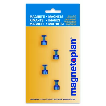 Magnetoplan magnetische memohouder, blauw, 4 stuks, houdt tot 9 DIN A4-bladen 1666114