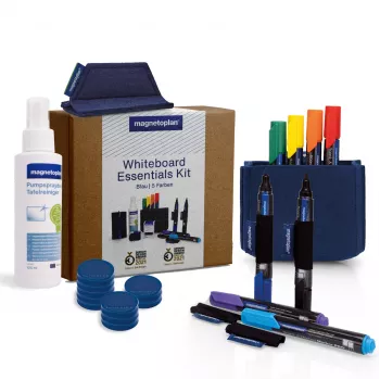MAGNETOPLAN HOLTZ Whiteboard Essentials Kit blauw - wisser & magnetische houder (1230914)