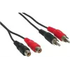 Good Connections 2x RCA stekker naar 2x RCA bus stereo-audio-verlengkabel, 1,5 m, zwart AS-2CV2