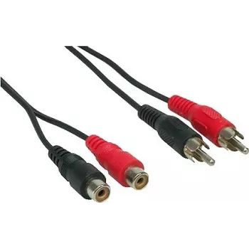 Good Connections 2x RCA stekker naar 2x RCA bus stereo-audio-verlengkabel, 1,5 m, zwart AS-2CV2