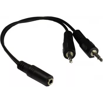 GoodConnections AD-35B2S audio-Y-adapter 3,5 mm stereo-bus naar 2x RCA mono-stekker, 20 cm, vernikkeld, zwart