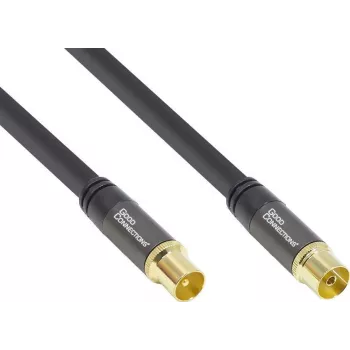 GoodConnections SmartFLEX antennekabel, IEC coaxiale stekker naar bus, verguld, viervoudig afgeschermd, 120 dB, zwart, 7,5 m (GC-M2056)