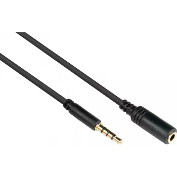 GoodConnections 3,5mm TRRS audio-verlengkabel, stekker naar bus, 5m, zwart AS-35V4B5