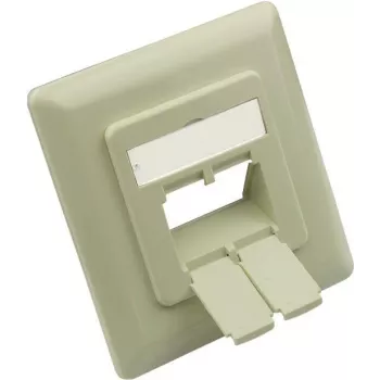 GoodConnections centraalplaat 50x50mm met afdekraam 80x80mm voor netwerkdozen, parelwit RAL1013 (GC-N0154)