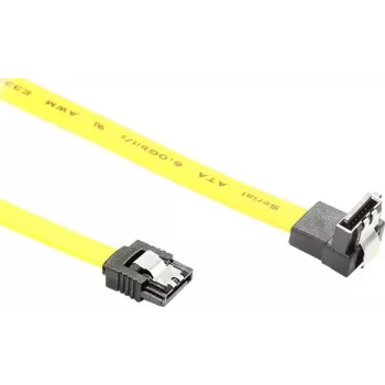 GoodConnections SATA 6 Gb/s kabel met metalen klem, haaks, 0,50 m, geel 5047-AW05Y