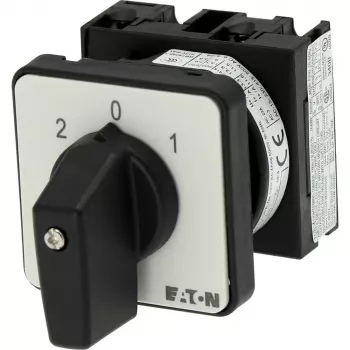 Eaton T0-1-15421/E nokkenschakelaar, 1-polig, AAN-UIT, 20 A, 690 V AC, tuimelschakelaar, zwart, frontplaat 48x48 mm 095806