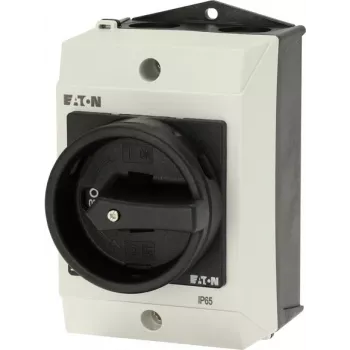 Eaton T0-1-102/I1/SVB-SW 2-polige hoofdschakelaar, 20 A, 690 V AC, zwarte greep, witte frontplaat 207144