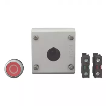 Eaton M22-D-R-X0/KC11/I drukknop-actor met contactblok, rood, titanium, kunststof, IP66/IP67/IP69 216521