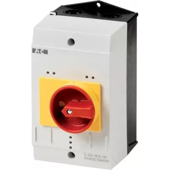 Eaton CI-K2 lege behuizing met noodstop-schakelaar, 160 x 100 x 130 mm, grijs/rood/geel 219655