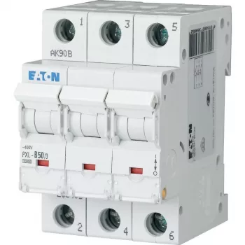 Eaton PXL-C50/3 installatieautomaat, 3-polig, C-karakteristiek, 50 A, 400 V AC, 10 kA, DIN-rail 236431