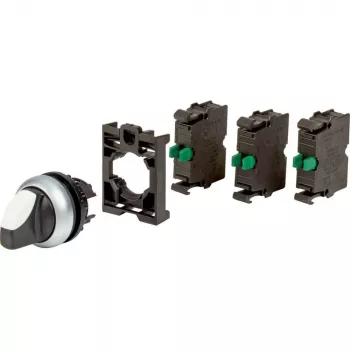Eaton M22-WRK-3K10-BVP keuzeschakelaar, 3 standen, vergrendelend, zwarte draaiknop, kunststof frontring 110923