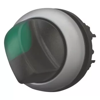 Eaton M22 draaibediening, 3 standen, vergrendelend, zwarte knop met zilveren blende 284395