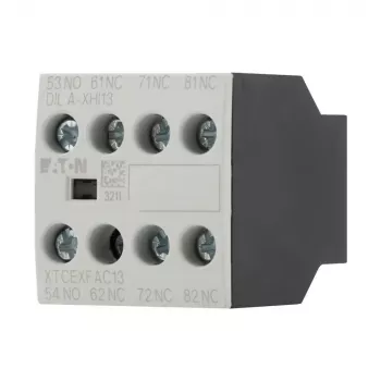 Eaton DILA-XHI13 hulpcontactblok, 4-polig, 1NO+3NC, schroefklemmen, frontmontage, voor DILM7-DILM38 contactors, zwart/wit 276425