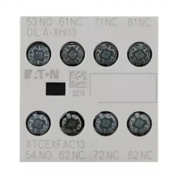 Eaton DILA-XHI13 hulpcontactblok, 4-polig, 1NO+3NC, schroefklemmen, frontmontage, voor DILM7-DILM38 contactors, zwart/wit 276425