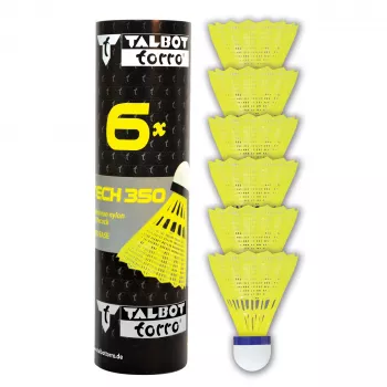 TALBOT TORRO Tech 350 nylon badminton shuttle, gemiddelde snelheid, geel/blauw 479103