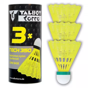 TALBOT torro badminton shuttle Tech 350, langzaam, geel/groen, duurzame nylon shuttle voor vrije tijd en training - 1 stuk (479115)
