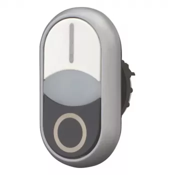 Eaton M22-DDLF-WS-X1 dubbele drukknop, vlak, verlicht, wit/zwart, 1NO+1NC, schroefaansluiting 284816