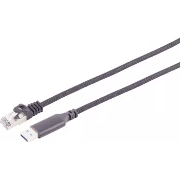 S CONN MAXIMUM CONNECTIVITY USB-A naar RJ45 Gigabit Ethernet-adapterkabel, 10m, aluminium, zwart 14-52075