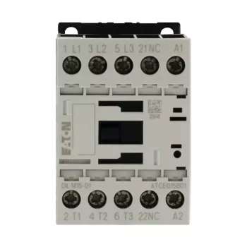 Eaton DILM15-01 24VDC 3-polige contactor, 1 NC hulpcontact, 15 A AC-3, DIN-rail/schroefaansluiting 290108