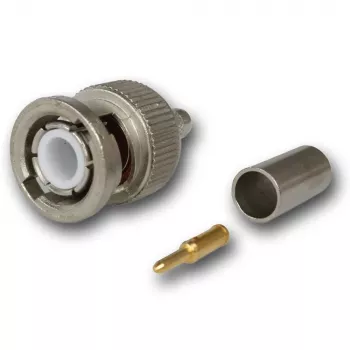 Telegärtner BNC crimpstekker 50 Ohm voor RG-58 C/U, recht, verguld/vernikkeld, 1 stuk J01000A1255Z