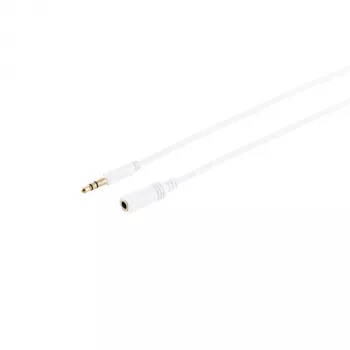 S CONN MAXIMUM CONNECTIVITY 33982-W Super Slim 3,5 mm stereo audio verlengkabel, stekker naar bus, verguld, wit, 1,5 m