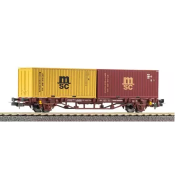 PIKO 27750 container-draagwagen DC, DB AG, tijdperk VI, Sgns 80', 2x 40ft container, H0