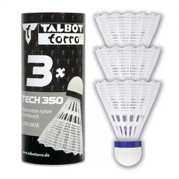TALBOT TORRO Tech 350 Medium nylon badminton shuttle, wit/blauw, 1 stuk 479112