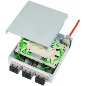 Telegärtner STX DIN-rail glasvezelverdeler, 6x ST Duplex multimode, 12x G50/125 OM2 pigtails, lascassette (H82050F0001)