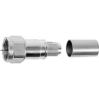 Telegärtner F-stekker, recht, 75 Ohm, crimp/schroef, vernikkeld messing, voor RG59/RG6 J01600A0009