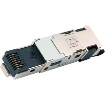 Telegärtner J80026A0047 Cat.6A afgeschermde RJ45 veldmontage-stekker, gereedschapsloos, T568B, zinkdrukgieterij, zwart