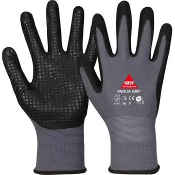 HASE SAFETY GROUP AG 508150 9 nylon-nitril-schuim gecoate werkhandschoenen, maat 9, grijs/zwart