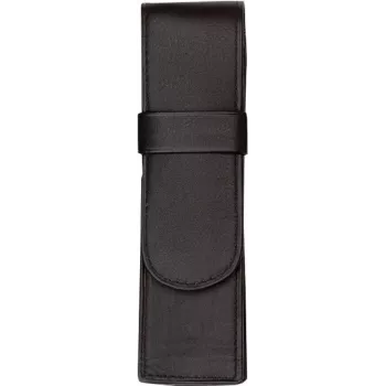 JÜSCHA Alassio etui voor 2 schrijfwaren, echt leer, zwart, klepsluiting (2610)