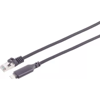 S CONN MAXIMUM CONNECTIVITY USB-C naar Ethernet adapterkabel 1G, USB Type-C stekker naar RJ45, aluminium, zwart, 1m (14-51025)