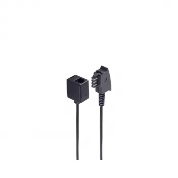 SHIVERPEAKS BASIS-S telefoonadapter TAE-F stekker naar Western 6/4 bus, 0,2 m, zwart BS71020