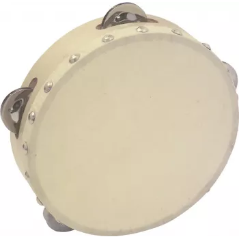 DIMAVERY DTH-704 tamboerijn 18 cm natuurhout met stalen schellen 26053174