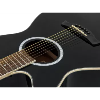DIMAVERY AW-400 linkshandige dreadnought akoestische gitaar, zwart 26235090