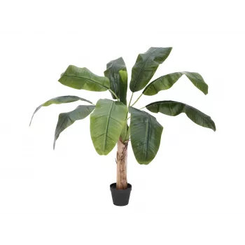 EUROPALMS kunstmatige bananenplant, 100cm, groene bladeren, zwarte pot 82509503