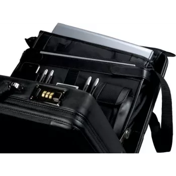 JÜSCHA ALASSIO laptoptas met afneembare laptopbescherming, uitbreidbaar, cijfersloten, zwart nylon/kunstleer (45039)