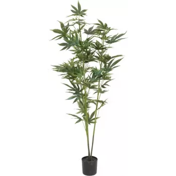 EUROPALMS kunstmatige hennepplant, 120cm, groen, zwarte pot 82506693