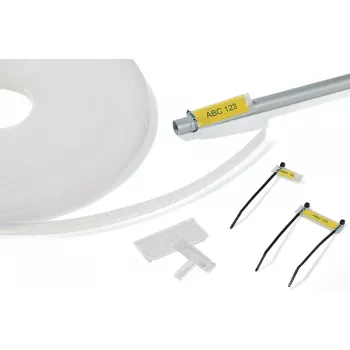 HellermannTyton HCR 12 transparante PVC-markeringdrager, 25 m x 13 mm, thermotransfer bedrukbaar